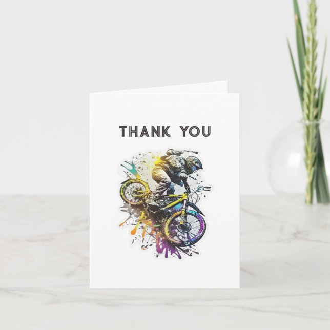 Carte De Remerciements Fête de vélo BMX. Anniversaire d'un garçon d'avent (Devant)