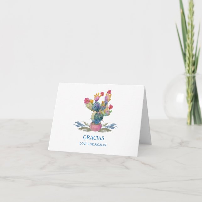 Carte De Remerciements Fête d'eau Cactus aquarelle pour la mariée (Devant)