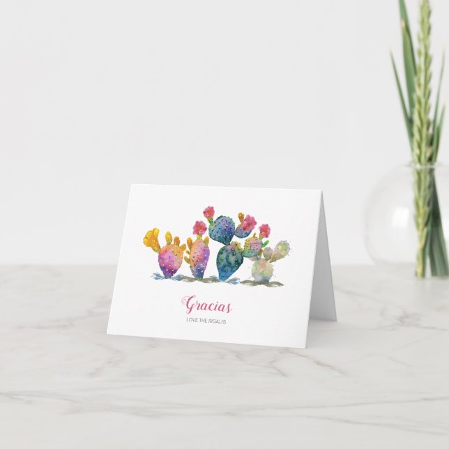 Carte De Remerciements Fête d'eau Claire Cactus pour la Mariée (Devant)