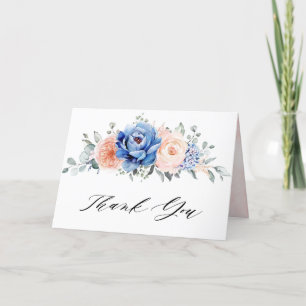 Carte De Remerciements Fête des mariées Blush Blue Slate Dusty