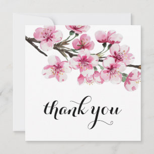 Carte De Remerciements Fête des mariées botanique en fleurs de cerisier r