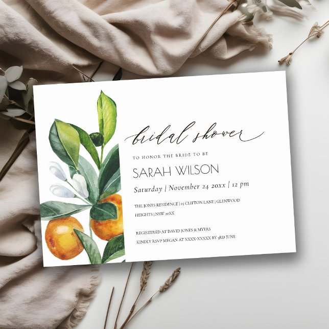 Carte De Remerciements Fête des mariées Botanique Orange Citrus Invitatio (Créateur téléchargé)