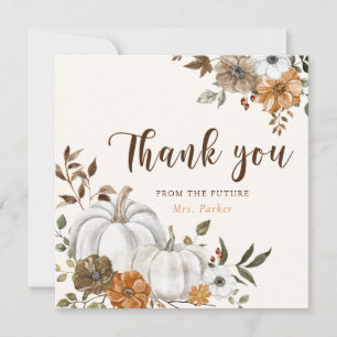 Carte De Remerciements Fête des mariées Citrouille blanc automne
