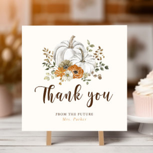 Carte De Remerciements Fête des mariées Citrouille blanc automne