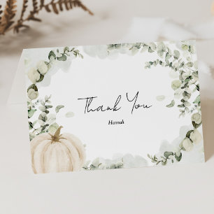 Carte De Remerciements Fête des mariées Citrouille d'automne Eucalyptus