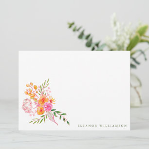 Carte De Remerciements Fête des mariées d'aquarelle couleur rose orange m