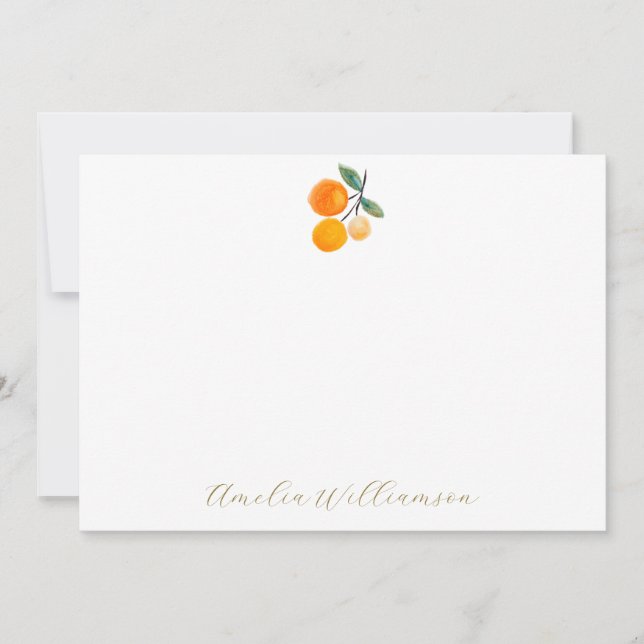 Carte De Remerciements Fête des mariées d'aquarelle d'agrumes orange pers (Devant)