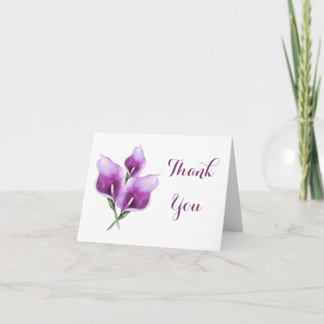 Carte De Remerciements Fête des mariées d'aquarelle florale violette Call (Devant)