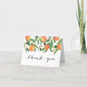 Carte De Remerciements Fête des mariées de calligraphie noire des oranges