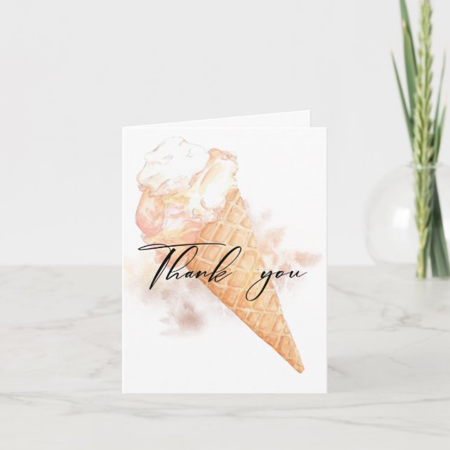 Carte De Remerciements Fête des mariées de crème glacée aquarelle (Devant)