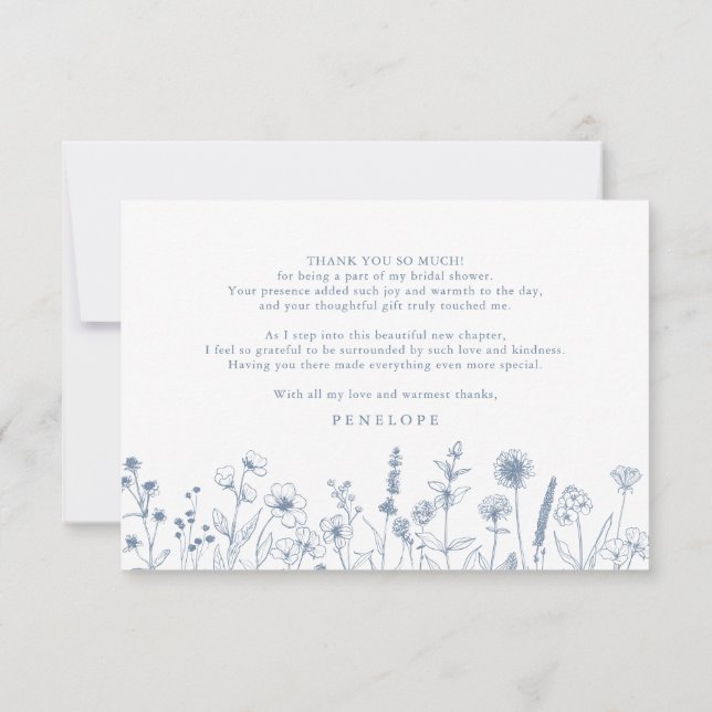 Carte De Remerciements Fête des mariées de Fleur sauvage de périphérique  (Dos)