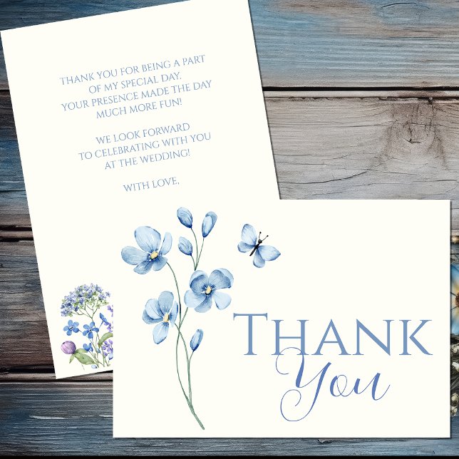 Carte De Remerciements Fête des mariées de Fleur sauvage Dusty Blue perso (Créateur téléchargé)