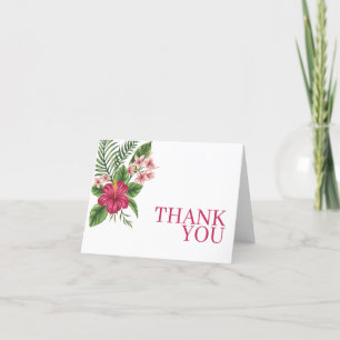 Carte De Remerciements Fête des mariées de fleurs tropicales roses