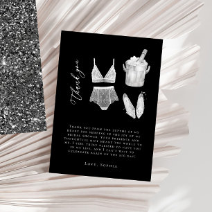 Carte De Remerciements Fête des mariées de lingerie moderne noire