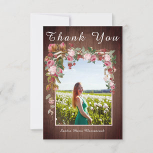 Carte De Remerciements Fête des mariées de Mariage rose rustique  
