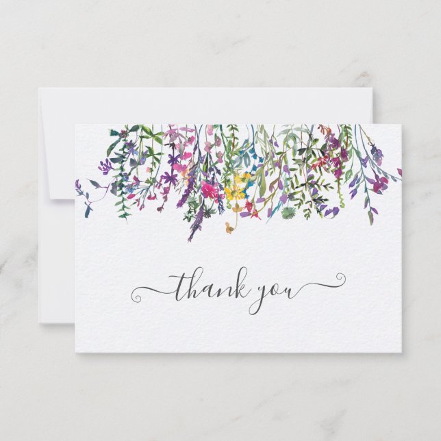 Carte De Remerciements Fête des mariées de prairie fleur sauvage (Devant)