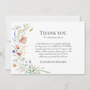 Carte De Remerciements Fête des mariées de pré Fleur sauvage Boho