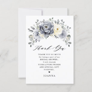 Carte De Remerciements Fête des mariées de saumons d'hiver floraux gris a