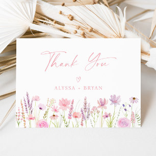 Carte De Remerciements Fête des mariées de script Fleur sauvage Boho mode