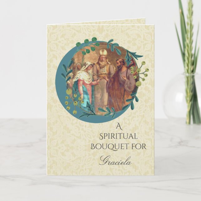 Carte De Remerciements Fête des mariées Dentelle Bouquet spirituel Prière (Devant)