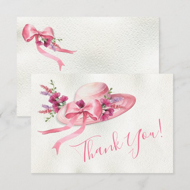Carte De Remerciements Fête des mariées Derby Casquette rose (Devant / Derrière)