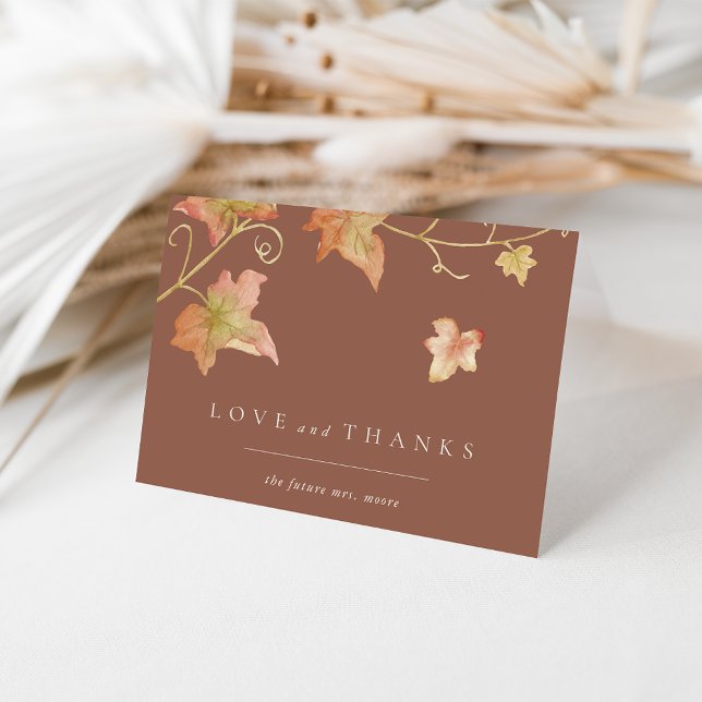 Carte De Remerciements Fête des mariées des feuilles d'automne minimalist (Créateur téléchargé)