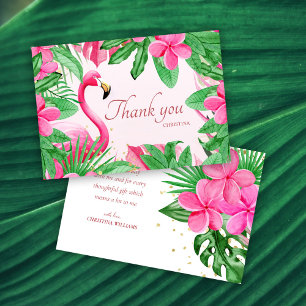 Carte De Remerciements Fête des mariées d'été rose tropicale