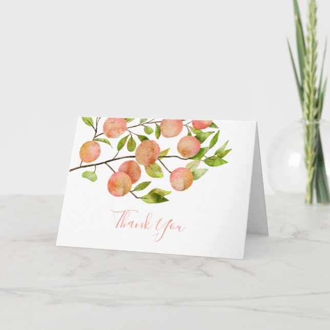Carte De Remerciements Fête des mariées d'été Rustique Peach (Devant)