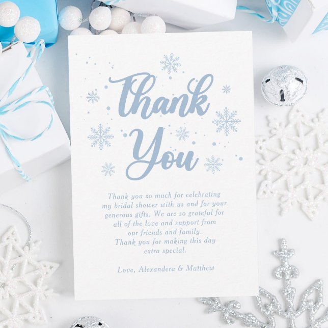 Carte De Remerciements Fête des mariées d'hiver bleue (Créateur téléchargé)