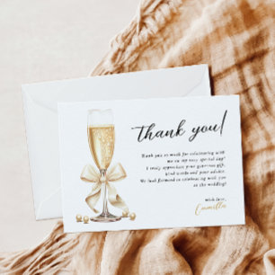 Carte De Remerciements Fête des mariées d'or Pearl & Prosecco