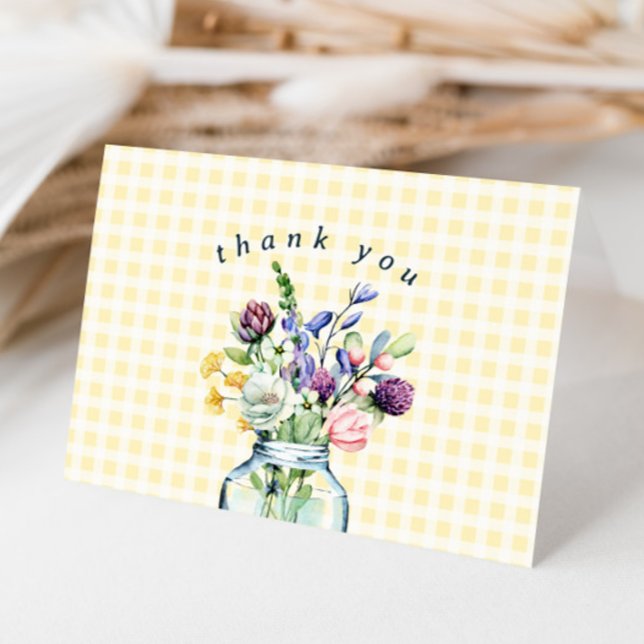 Carte De Remerciements Fête des mariées du Fleur sauvage rustique Mason J (Créateur téléchargé)