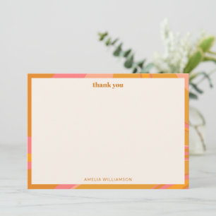 Carte De Remerciements Fête des mariées en marbre rose jaune personnalisé