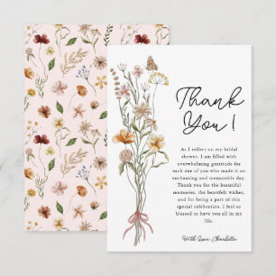 Carte de remerciements Fête des mariées fleur sauv