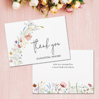 Carte De Remerciements Fête des mariées fleur sauvage