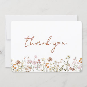 Carte De Remerciements Fête des mariées Fleur sauvage en terre cuite