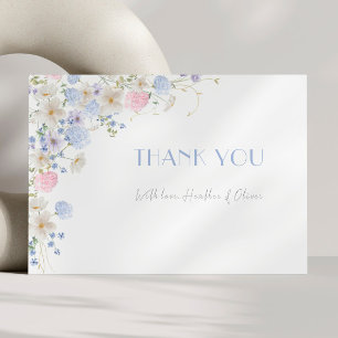 Carte De Remerciements Fête des mariées Fleur sauvage rose pourpre printe