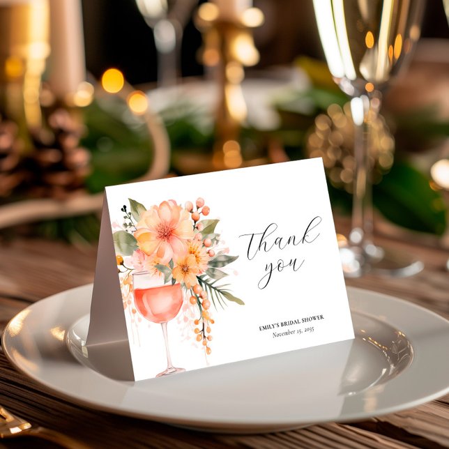Carte De Remerciements Fête des mariées florale Aperol Spritz (Créateur téléchargé)