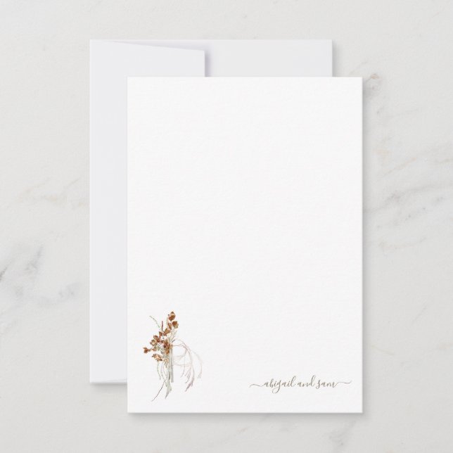Carte De Remerciements Fête des mariées florale bohémienne agitée (Devant)