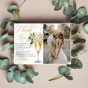 Carte De Remerciements Fête des mariées Florale Champagne Photo