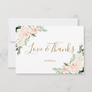 Carte De Remerciements Fête des mariées florale rose pâle