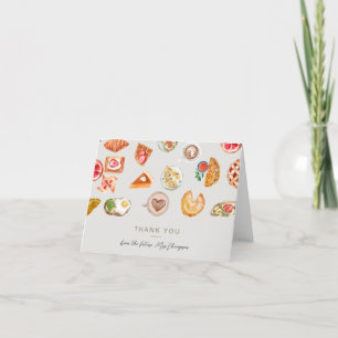 Carte De Remerciements Fête des mariées grisâtre illustrée Brunch