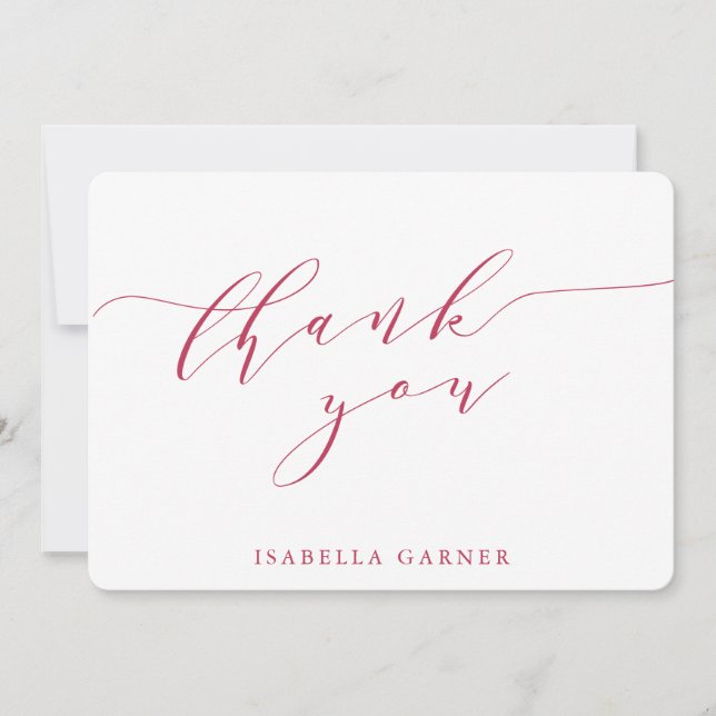 Carte De Remerciements Fête des mariées magenta blanche classique minimal (Devant)