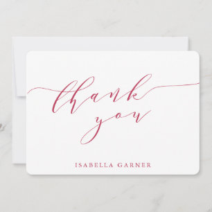 Carte De Remerciements Fête des mariées magenta blanche classique minimal