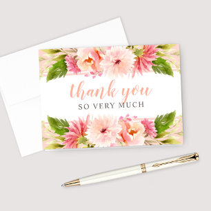 Carte De Remerciements Fête des mariées Mariage de fleurs d'aquarelle