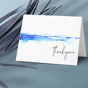 Carte De Remerciements Fête des mariées minimaliste moderne aquarelle ble