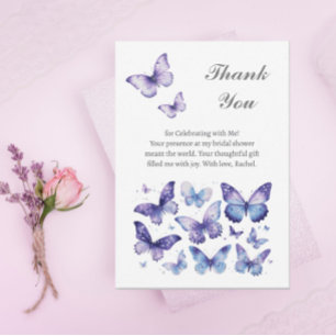 Carte De Remerciements Fête des mariées papillon pourpre