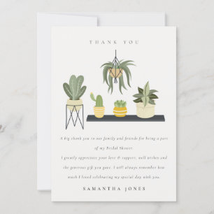 Carte De Remerciements Fête des mariées Plante succulente à pois mou