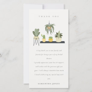 Carte De Remerciements Fête des mariées Plante succulente à pois mou