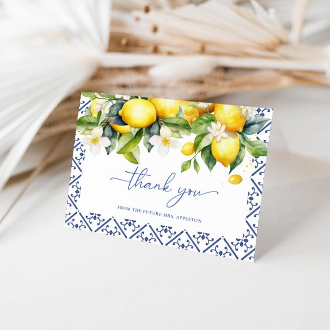 Carte De Remerciements Fête des mariées principale au citron méditerranée (Créateur téléchargé)