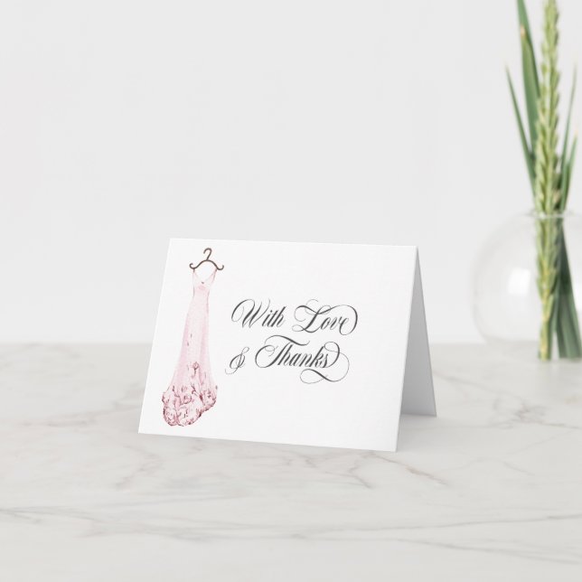 Carte De Remerciements Fête des mariées Robe Mariage Rosée (Devant)